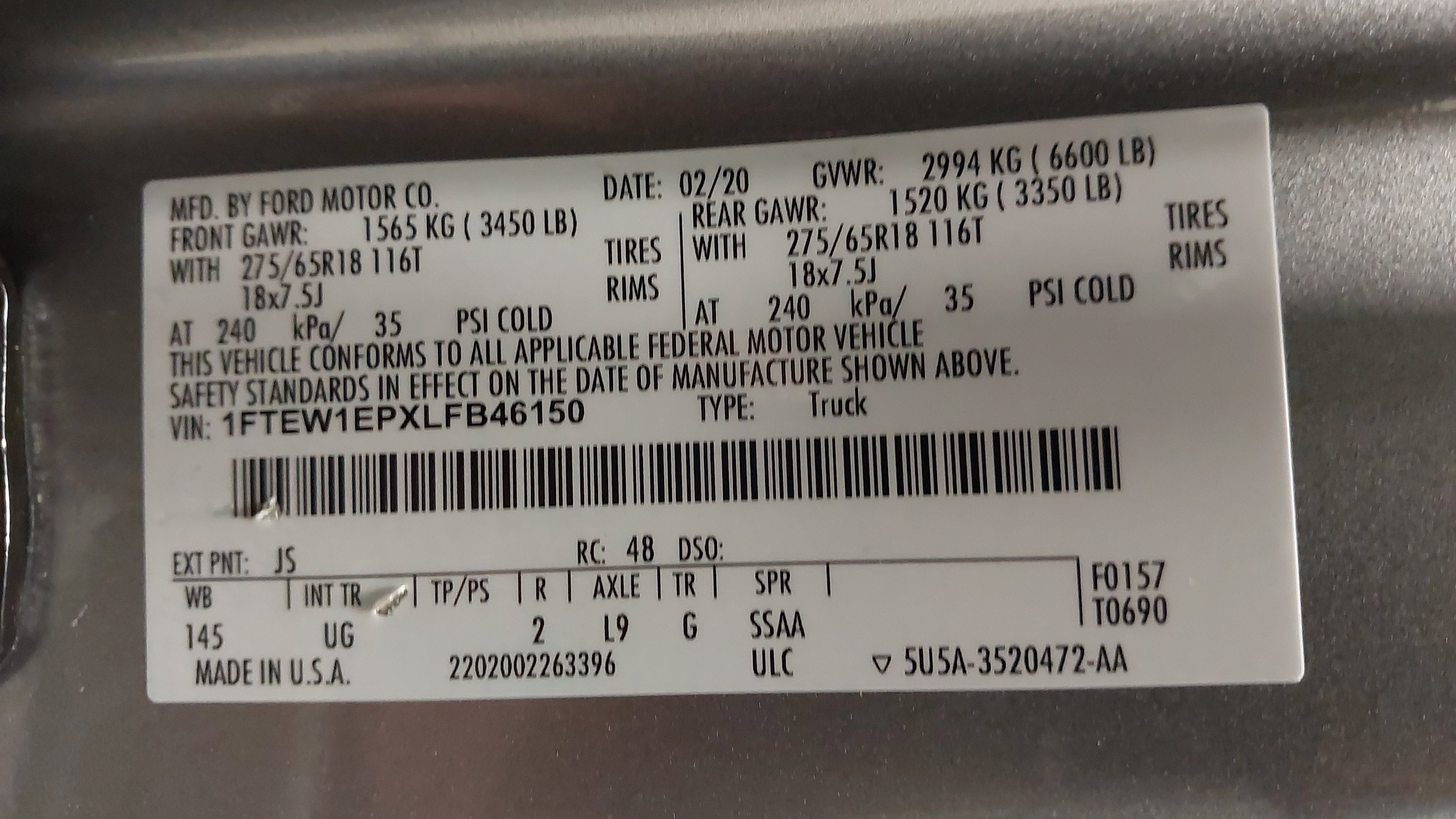 2020 Ford F-150 XL