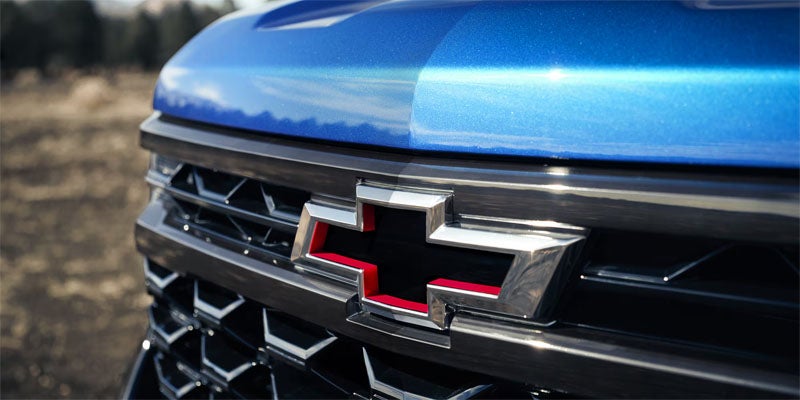 2026 Chevrolet Silverado 1500 front Chevy emblem close-up in Hannibal MO highlighting brand identity
