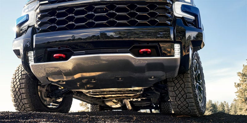 2026 Chevrolet Silverado 1500 front grille underneath view in Hannibal MO showing rugged design and airflow